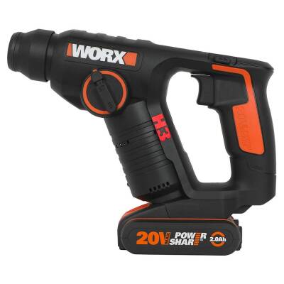 WORX WX394.3 20Volt 2.0Ah. Li-ion 1.5J Profesyonel SDS-Plus Pnömatik Şarjlı Matkap + 9 Adet Uç + Mandren - Worx (1)