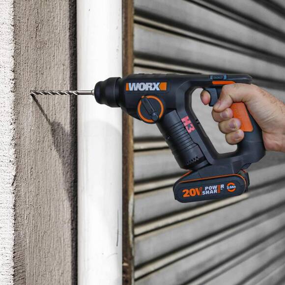 WORX WX394.3 20Volt 2.0Ah. Li-ion 1.5J Profesyonel SDS-Plus Pnömatik Şarjlı Matkap + 9 Adet Uç + Mandren - 5