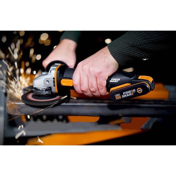 WORX WX800 20Volt 2.0 Ah. Li-ion Çift Akülü 115mm Profesyonel Şarjlı Avuç Taşlama - 3