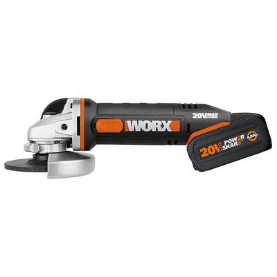 WORX WX803 20Volt 2.0/4.0 Ah. Li-ion Çift Akülü 125mm Profesyonel Şarjlı Avuç Taşlama - Fırsat Ürünü (1)