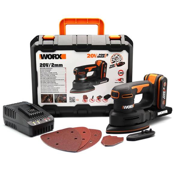 WORX WX822 20Volt 2.0Ah. Li-ion Şarjlı Profesyonel Üçgen Mouse Zımpara - 1