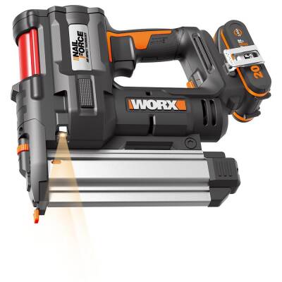 WORX WX840 20Volt/2.0Ah. Li-ion Şarjlı Profesyonel 16-40mm Zımba ve 15-50mm Çivi Çakma + 2900 Adet Yedek Zımba ve Çivi - Worx (1)