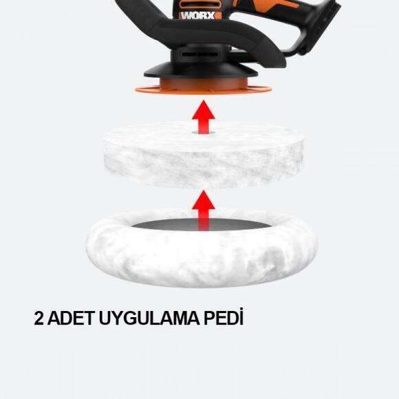 WORX WX856 20Volt 2.0Ah. Li-ion 254MM Şarjlı Orbital Polisaj Makinesi - 10